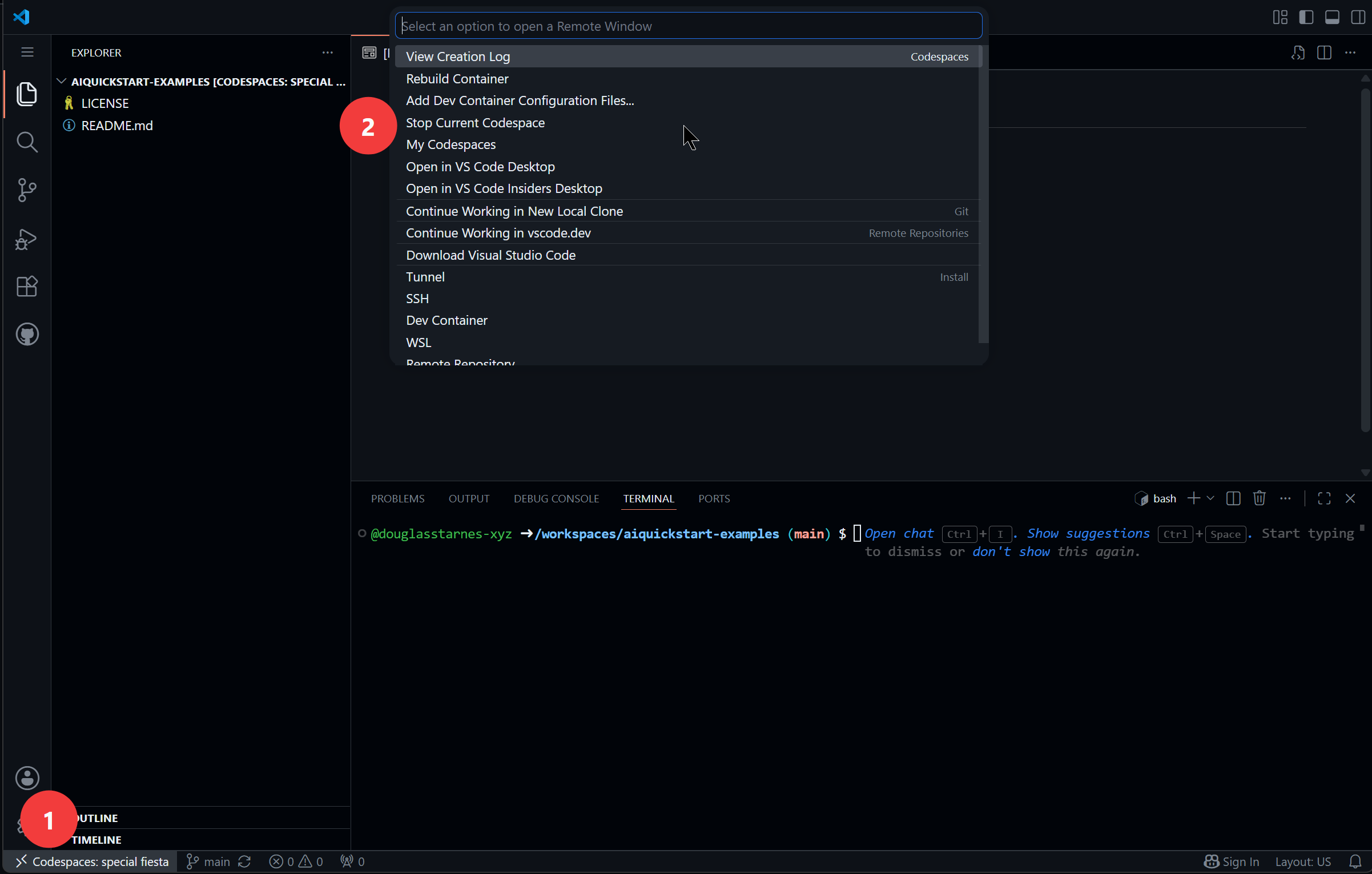 Stopping the Codespace